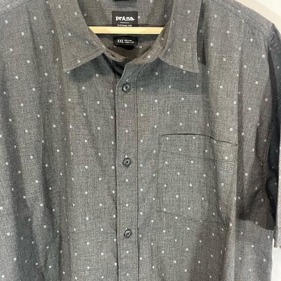 Prana Men's Tinline Shirt Short Sleeve Grey Button Down Organic Cotton Size XXL - Picture 5 of 7